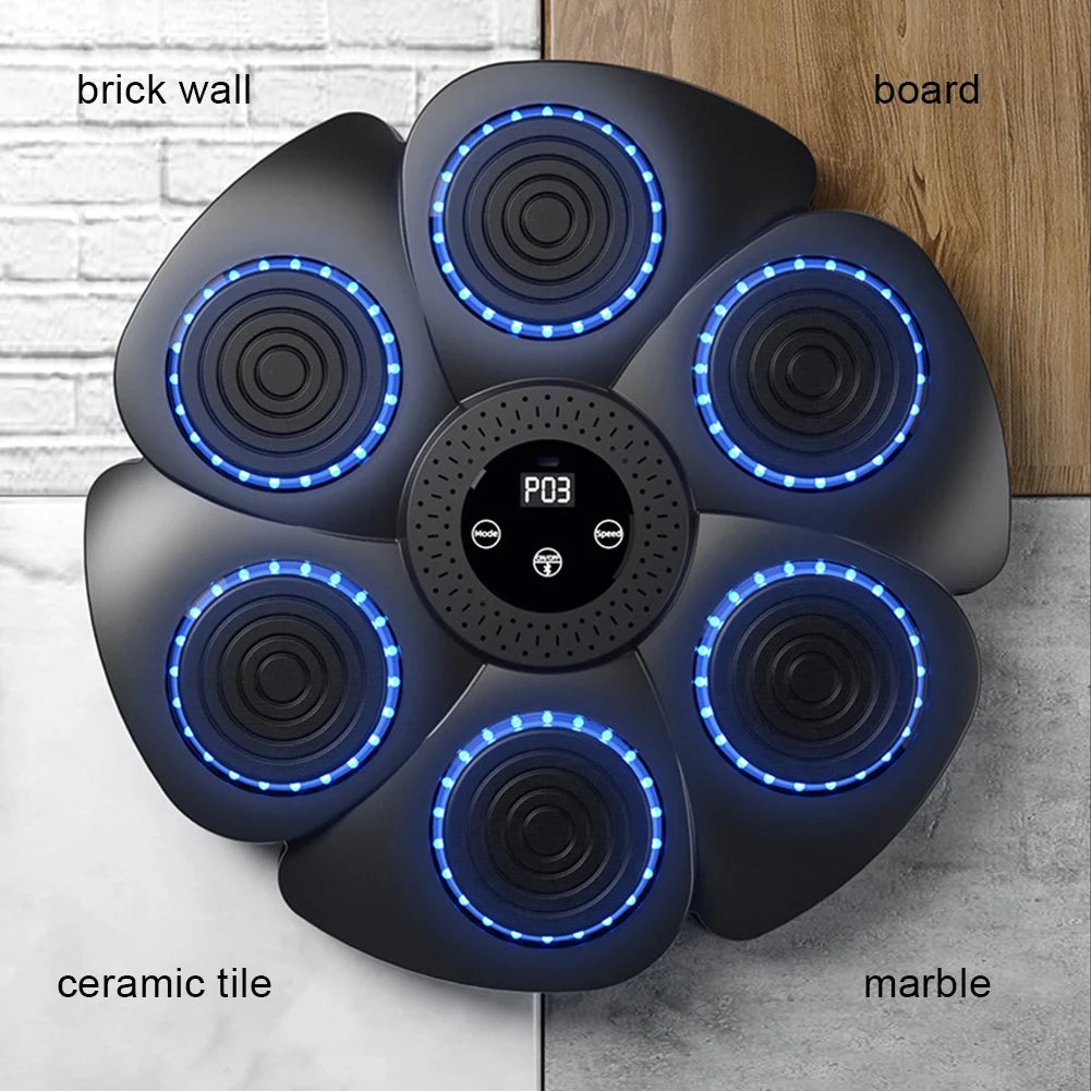 Music Boxing Machine Boxing Reaction Wall Target Adjustable Workout Boxing Target Machine RGB Light with Gloves for Home Workout