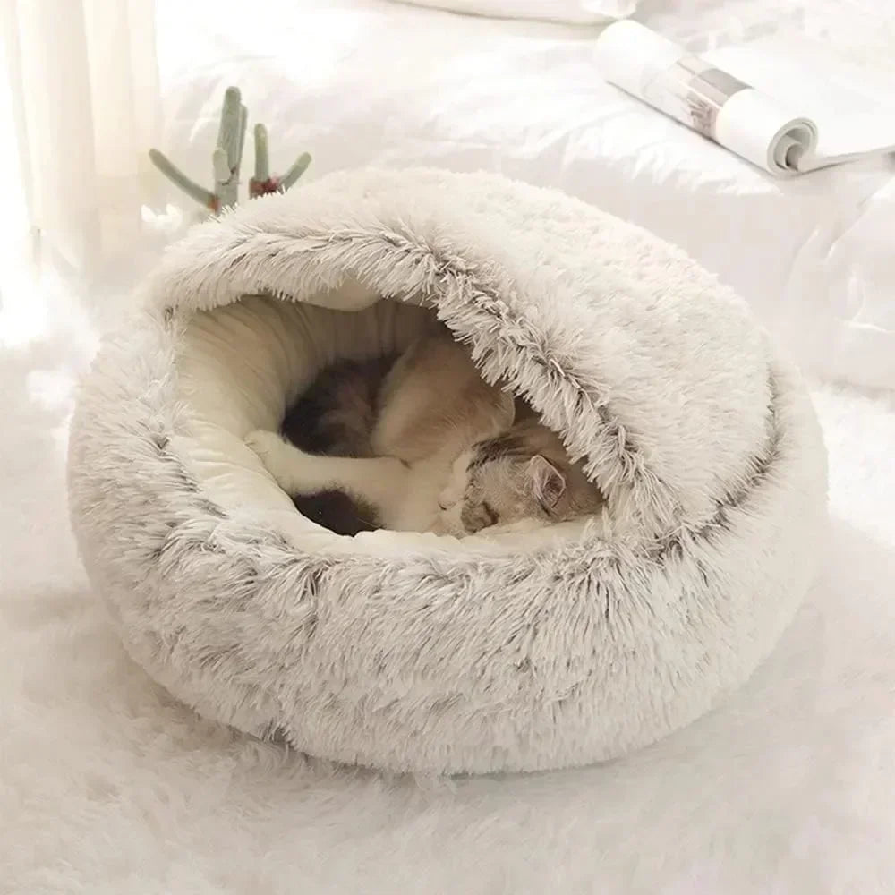 2-in-1 Plush Cat Bed