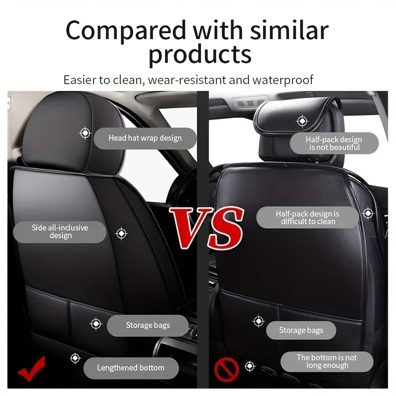 2 Premium Front Seat Cove Universal Car Seat Cover PU Leather