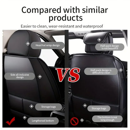 2 Premium Front Seat Cove Universal Car Seat Cover PU Leather