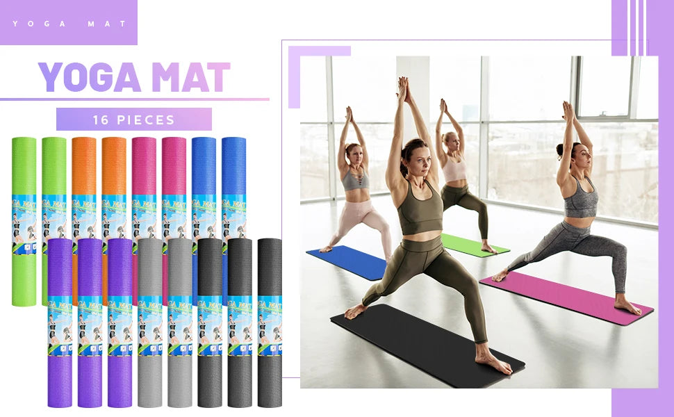 Thick Yoga Mat Bulk, 68'' x 24'' x 3mm Exercise Workout Mat Non Slip Fitness Yoga Pad for Women Gym Home Yoga Pilates, Easy to C