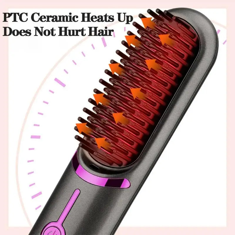 Portable Cordless Hair Straightener Brush