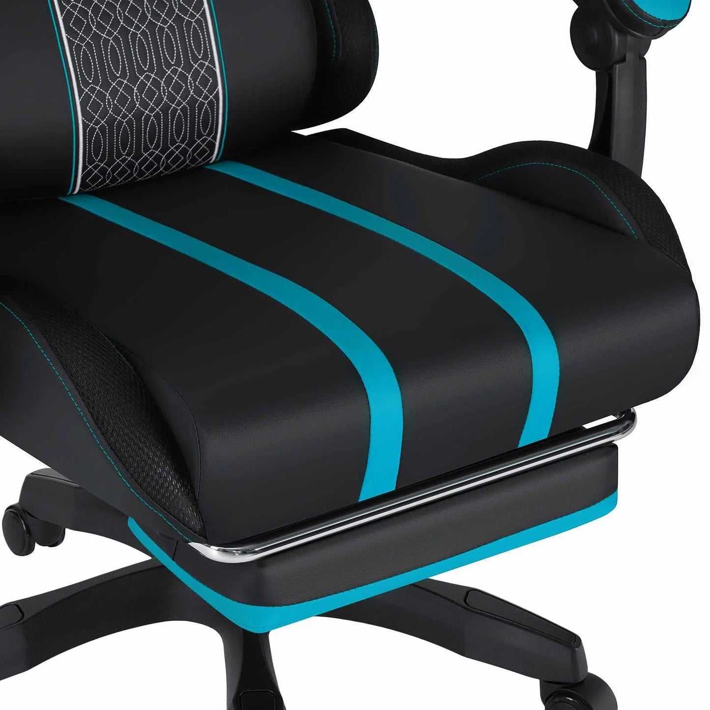 Gaming Chair Office Chair Ergonomic Bluetooth Speaker LED Lights Massage Adjustable Height Armrests Headrest Lumbar Support