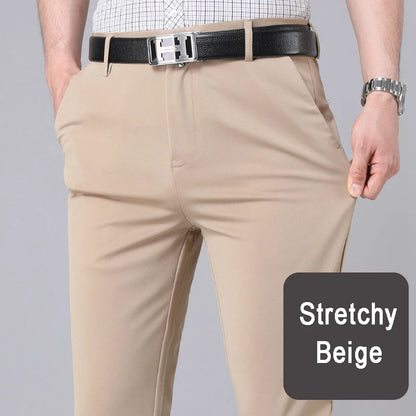 Stretch Solid Black Smart Casual Pants