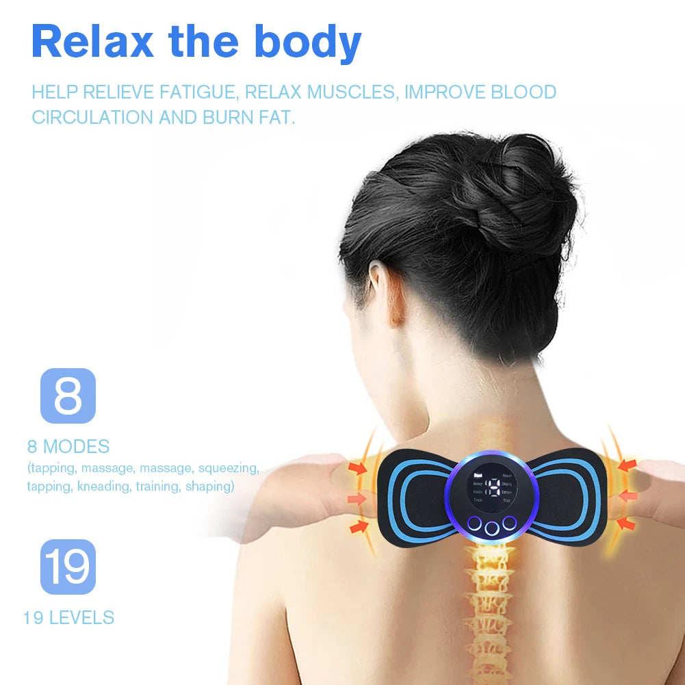 EMS Electric Pulse Neck Massager Cervical Massage Patch 8 Mode LCD Display Neck Stretcher Back Muscle Stimulator Relief Pain