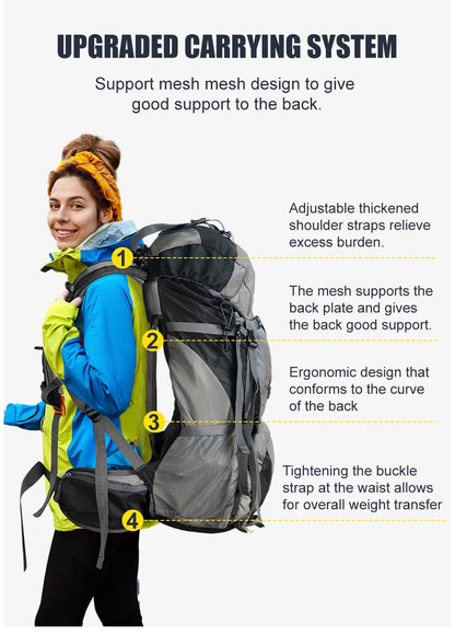 WESTTUNE 60L Explorer Internal Frame Backpack with Rain Cover Outdoor Backpack for Hiking Camping Backpacking Travel