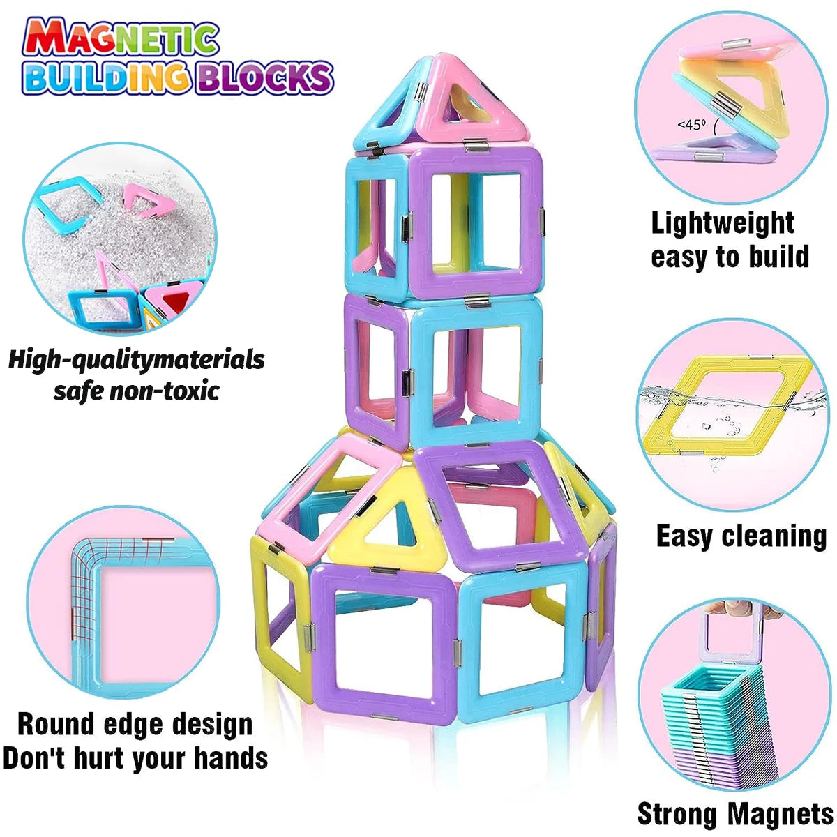 Magnetic Blocks Magnetic Building Blocks Set Magnetic Blocks STEM Toys Creativity Educational Construction Toys for Kids Gifts
