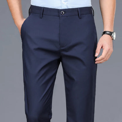 Stretch Solid Black Smart Casual Pants