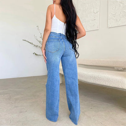 High-Waist Wide Leg Denim Jeans