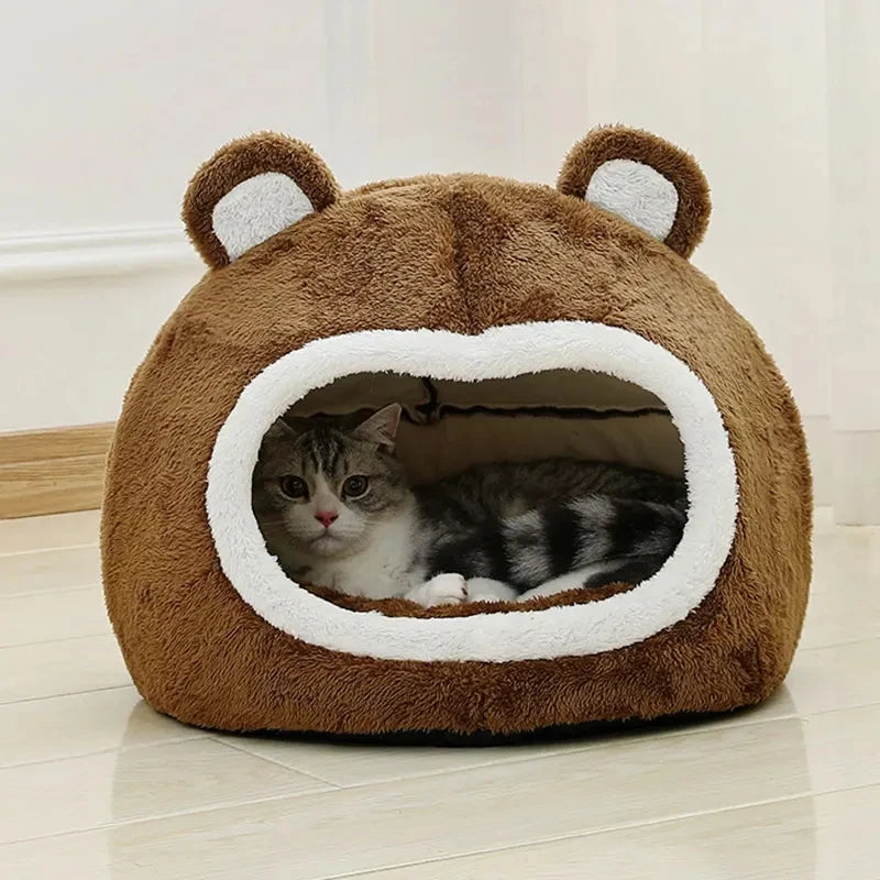 Cozy Brown Cat Bed Lounger