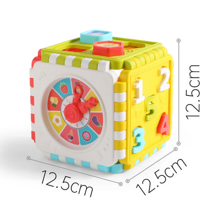 Toddler Activity Cube Clock Shape Number Shape Sorting Toys Geometric Building Blocks Puzzles Baby Montessori Educational Toys