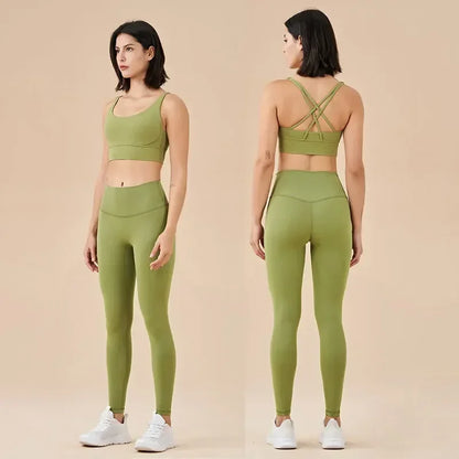 Fitness Yoga Women's Tracksuit Fitness Yoga Sets Sportswear Workout Bra+High Waist Leggings Gym Clothing Seamless Sports Suits