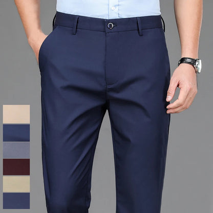 Stretch Solid Black Smart Casual Pants