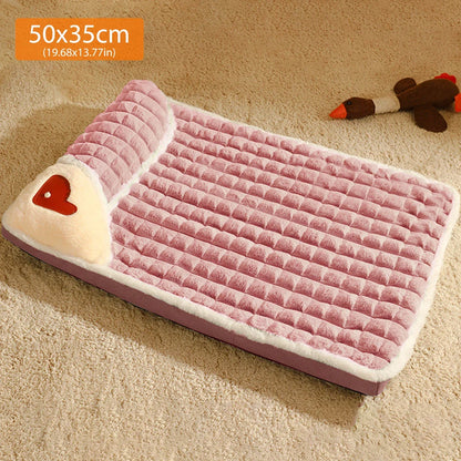 Dog Bed Mat Pet Bed Soft Warm Dog Bed with Pillow Detachable Washable Pet Sleeping Mat Anti-Slip Comfy Kennel Pad Thicken New