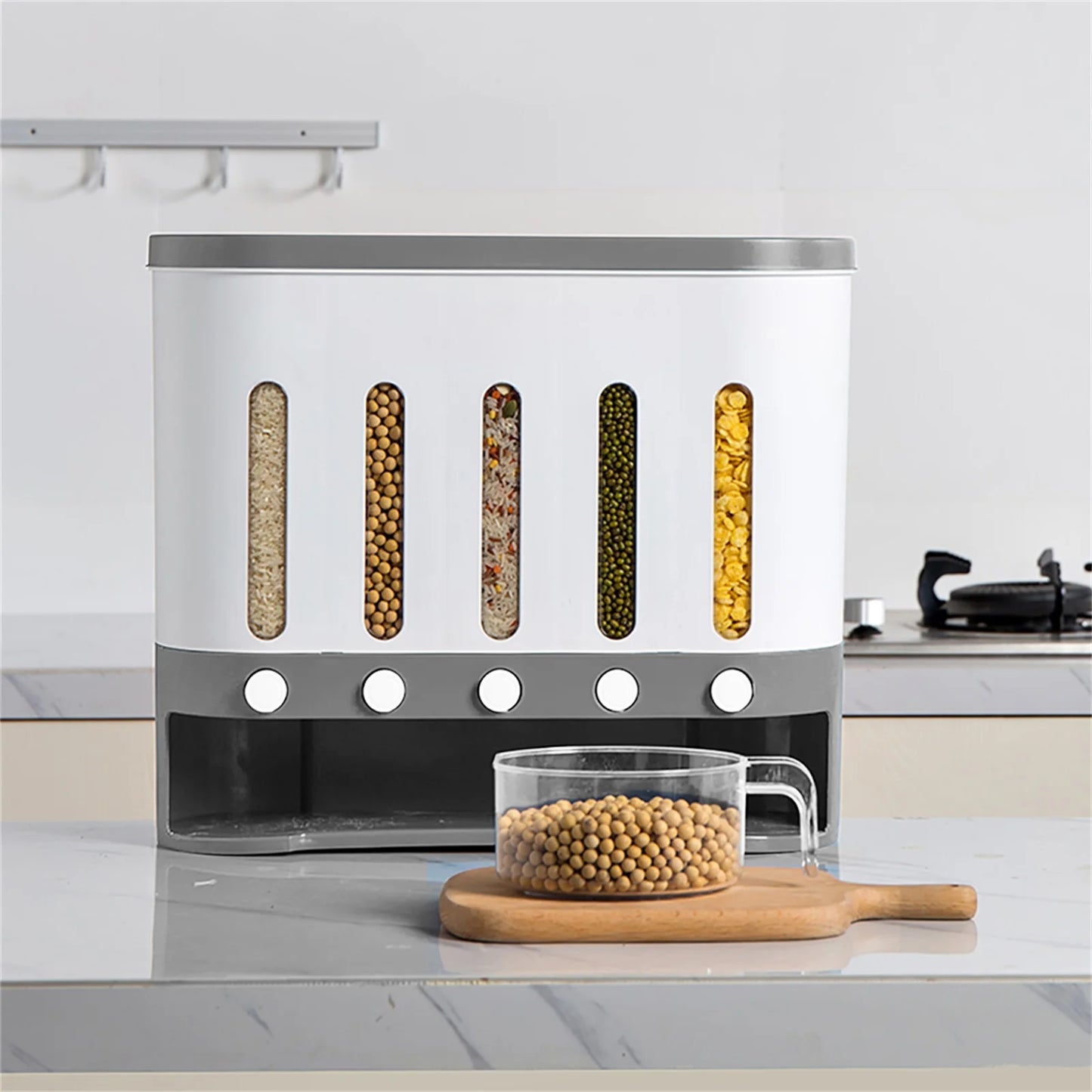 Kitchen Cereal Containers Storage Dry Food Containers Wall Mounted Dispenser Rice Grain Dry Food Storage Container